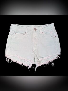 American Eagle Stretch Cutoff Shorts Women 6 Mint Ice Blue Frayed Distressed.